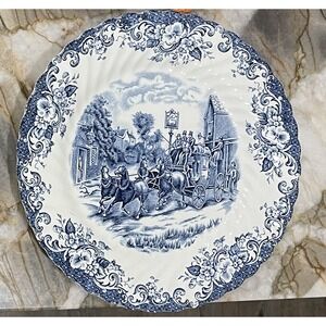 Vintage Johnson Brothers Coaching Scenes Blue Dinner Plate England Ironstone